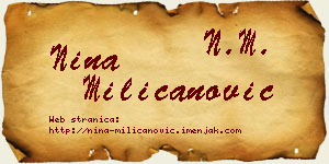 Nina Milicanović vizit kartica